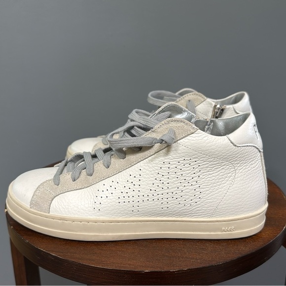 NWOT P448 size 37 (women’s size 7) John Midtop sneaker. White and light grey. - Picture 5 of 5